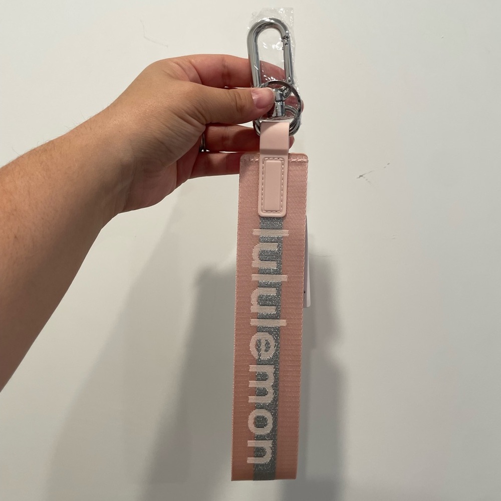 Lululemon Blush Pink Keychain with Silver Clip